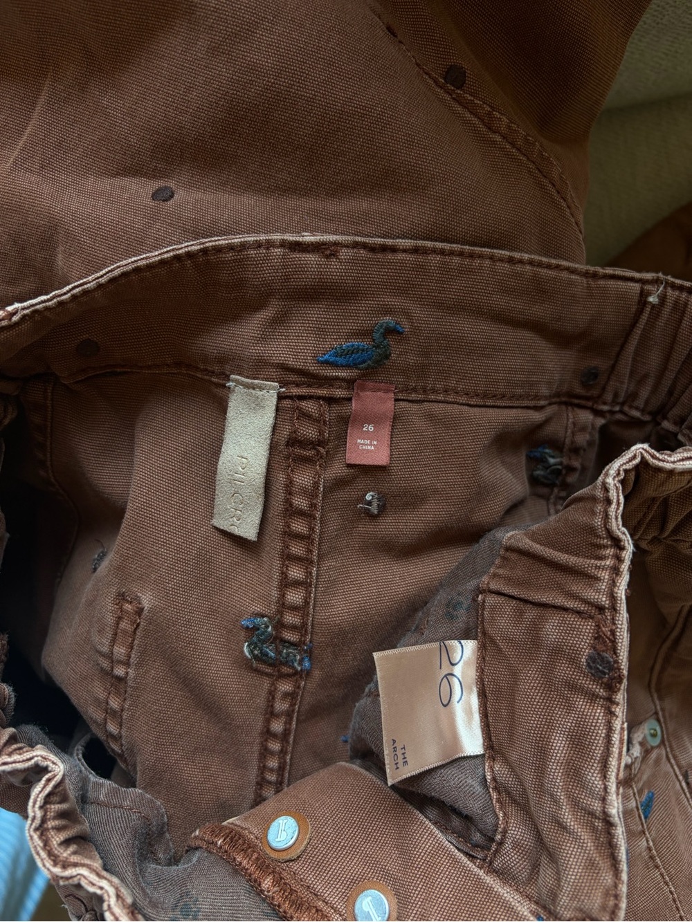 Anthropologie Embroidered Duck Barrel Pants - Picture 5 of 5